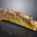 Cartoon Scenery With Great Wall Model Featuring Towers Walls And Grassy Terrain