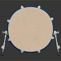 Blue Shiny Drum With Metal Hardware And White Drumhead On Stand