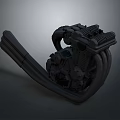 High Quality Black Mechanical Tire Component with Engine Like Structure and Durable Design 3d model