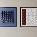 Modern 3D Geometric Wall Decor With Blue Red And White Triangular Patterns 3d model