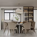 Modern Living Dining Room With Black Sofa Round Coffee Table Piano And Ring Pendant Lights