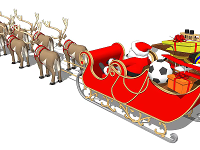 Christmas Themed Play Equipment With Reindeer Sleigh Santa Gifts And Soccer Ball 3d model
