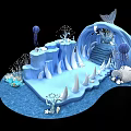 Underwater Themed Decorative Setup Featuring Blue Archway Jellyfish Coral Seashells And Starfish