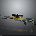 Modern Yellow And Gray Sniper Rifle With Scope And Long Barrel Design
