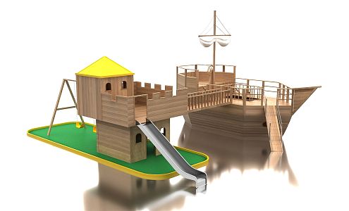 Modern Slide Boat Amusement 3d model