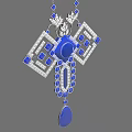 Elegant Geometric Jewelry Pendant With Blue Gemstones White Diamonds Symmetrical Design And Teardrop Shape