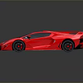 Red Sports Car With Sleek Aerodynamic Design And Rear Spoiler On Black Surface
