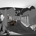 Modern Bridal Shop Interior With Elegant Hanging Wedding Gowns And Full Length Mirrors