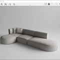 Modern Sectional Sofa With Light Gray Upholstery Modular Design And Plush Cushions 3d model
