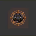 Sci Fi Biomechanical Character With Mechanical Legs And Orange Glow Base