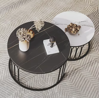 Modern Round Coffee Table Minimalist Coffee Table Iron Coffee Table Nordic Coffee Table Nut Decorative Ornaments 3d model