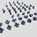 Black Industrial Pipe Fittings Various Types Connectors in Scattered Arrangement