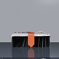 Elegant White Swing Door Featuring Orange Strap And Pink Petals Accents