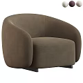 Ivory Fluffy Single Sofa With Rounded Armrests And Black Short Legs For Cozy Living Room