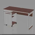 Home Office Desk with Purple Tabletop White Frame Drawer and Wheels