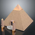 Scenic Ancient Pyramid Landscape Featuring Brick Structure Golden Top Stone Pillars and Entrance