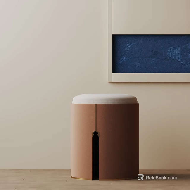 Minimalist Interior Brown Cylindrical Side Table With White Top And Smooth Surface 3d model