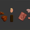 Colorful Glossy Candies With Various Shapes And Marble Patterns On Dark Background