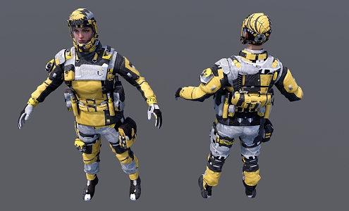 Modern game characters wearing protective clothing for girls 3d model