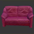 Stylish Red Leather Sofa With Two Seater Design And Smooth Upholstery