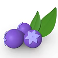 Healthy Fresh Purple Berries With Three Plump Fruits And Green Leaves
