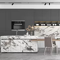 Modern Dining Table Set With Gray Cabinets And Marble Countertop Backsplash 3d model