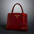 Elegant Prada Red Leather Handbag With Structured Design And Logo Strap