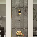 Modern Foyer Hallway With Glass Screen Pendant Light Decorative Vase And Green Plant