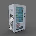 Convenience Store Vending Machine Display With Cartoon Girl Art And Assorted Cold Drinks