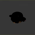 Cute Black Kitten Character 3D Model With Yellow Eyes And Pink Paw Pads