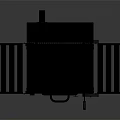 Black Portable Grill With Open Lid Side Shelves And Rolling Wheels