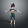 3D Anime Character Model Of Saiyan Warrior With Spiky Black Hair And Green Battle Suit