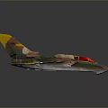 Camouflage Fighter Jet Model With Red Cockpit And Yellow Green Brown Colors