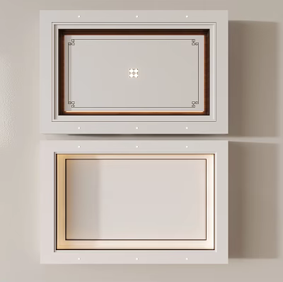 Modern Ceiling Design With Decorative Frames White Surface And Central Pattern 3d model