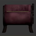Classic Purple Chaise Lounge with Wooden Frame and Carved Details and Yellow Cylindrical Cushion