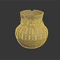 Ancient Clay Pottery Jar With Broken Rim And Decorative Carvings