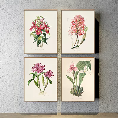 Vintage Botanical Prints With Hand Drawn Floral Details Framed Wall Art Decor 3d model