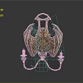 Golden Bat Wing Candelabra With Ornate Design And Two Candles