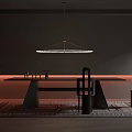 Modern Dining Table and Chair Combination Dining Table and Chair Chandelier 3d model