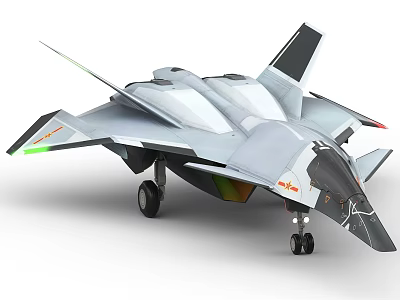 Advanced Modern Fighter Jet With Sleek Aerodynamic Design Silver Gray Exterior and Deployed Landing Gear 3d model