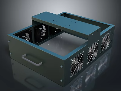 Industrial Metal Equipment With Multiple Cooling Fans And Portable Handle Design 3d model
