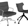 Gray Office Chairs with Armrests and Without Armrests Leather Upholstery Metal Base for Modern Workspace