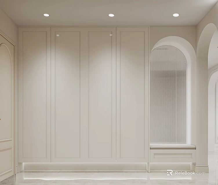 Elegant Modern Shoe Cabinet Interior Design With Built in White Finish And Sleek Storage 3d model 