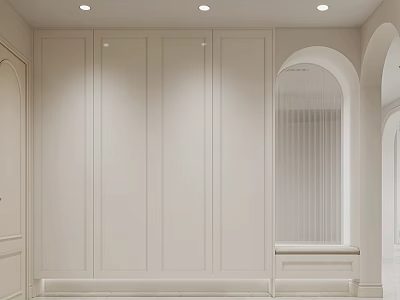 Elegant Modern Shoe Cabinet Interior Design With Built in White Finish And Sleek Storage 3d model