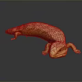 Realistic Yellow and Brown Patterned Lizard with Curved Body and Smooth Skin