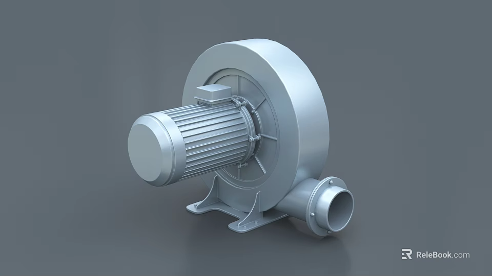 High Performance Industrial Centrifugal Blower With Metal Housing And Electric Motor Base 3d model 