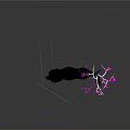 Black Deer With Pink Branch Like Antlers Standing On Rock Structure Gray Background