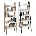 Multi Tiered Display Shelves With Wooden And Black Design Books Potted Plants And Decorative Items