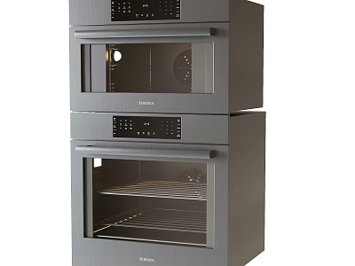 Stainless Steel Double Built in Oven Kitchen Appliance with Glass Doors and Digital Controls 3d model