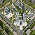 Aerial Planning of Modern Urban Area With High Rise Buildings Green Spaces and Road Layout